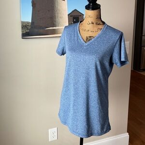 Eddie Bauer SS vneck heathered blue performance T-shirt size large/tall
